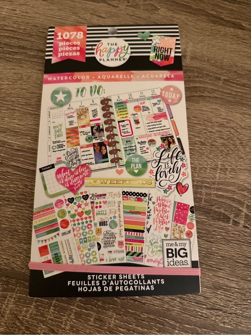 The Happy Planner Watercolor Right Now Sticker Book 1,078 Pieces